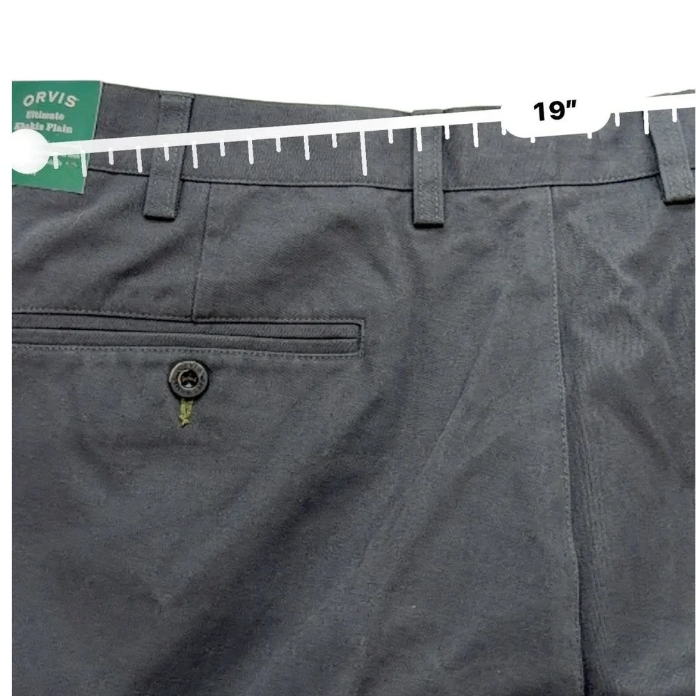 Orvis Mens Pants 38 Ultimate Khakis Plain Grey 100% Cotton Twill Straight NWT